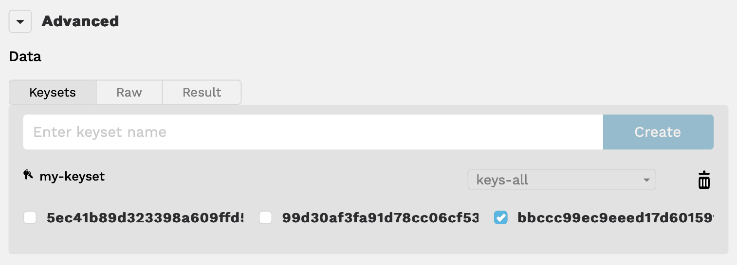 Create the keyset and select a public key